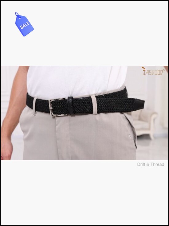 Braided Stretch Belt for Pants - Adjustable Elastic Web Belt, Unisex main image 4